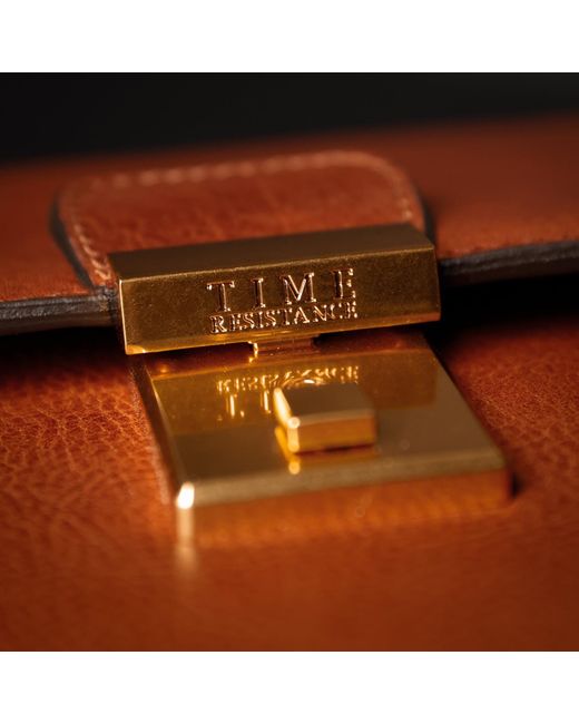Time Resistance Brown Large Leather Briefcase for men