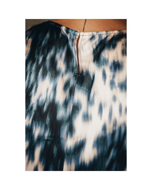 Oh!Zuza Blue Neutrals Echo Satin Viscose Set Top & Wide Leg Trousers