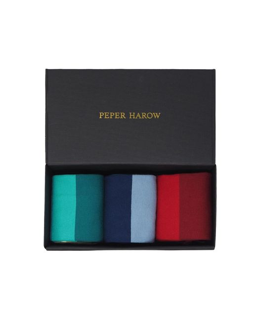 Peper Harow - Made in England Black Blockstripe Gift Box 3 Pair Set for men
