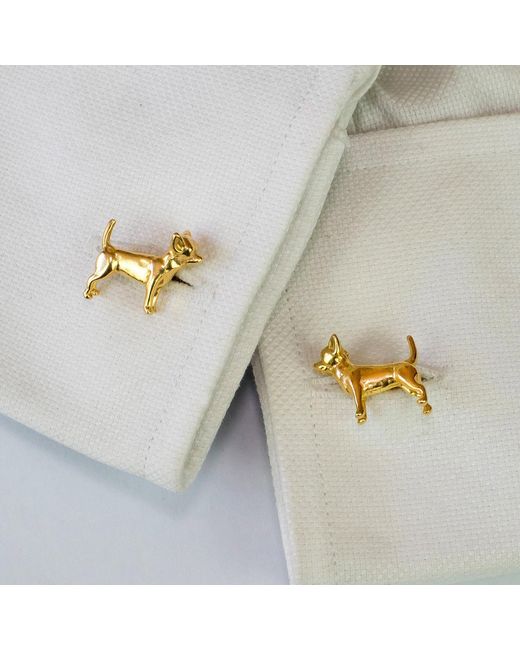 Simon Kemp Jewellers Metallic Chihuahua Cufflinks for men