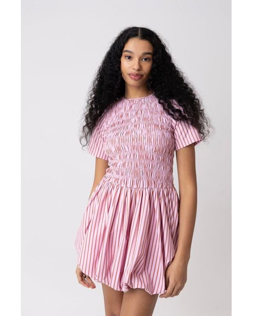 Amy Lynn Pink Eleanor Pure Cotton Stripe Mini Puffball Dress