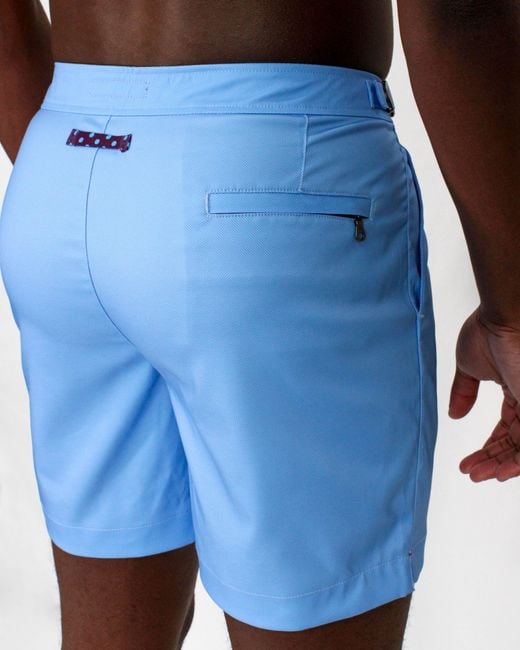 Lords of Harlech Blue Pool Oxford Swim Short for men