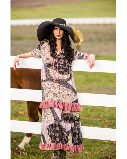 Jennafer Grace Black Hana Heather Velvet Ruffle Maxi Dress