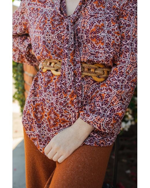 Jennafer Grace Red Willoughby Tie Front Blouse