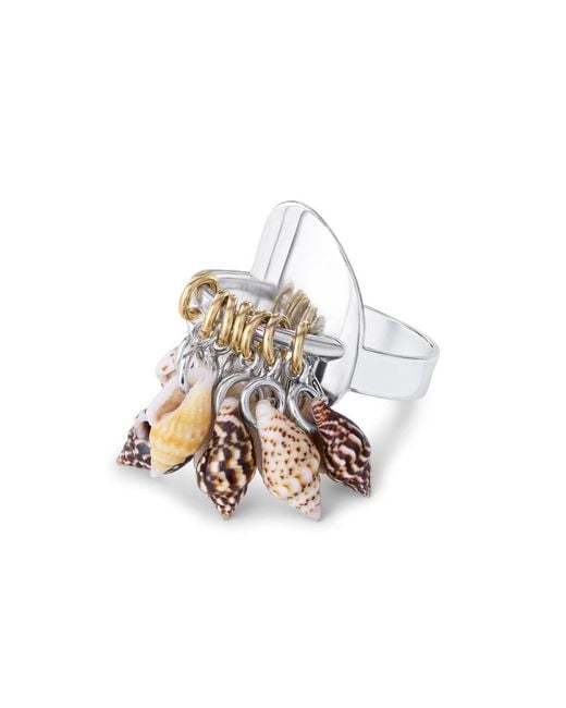 Arianne Delaney Metallic Shell Charm Shield Ring Sterling