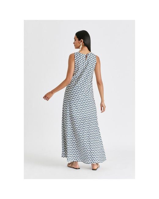 Paisie Blue A-Line Midaxi Dress