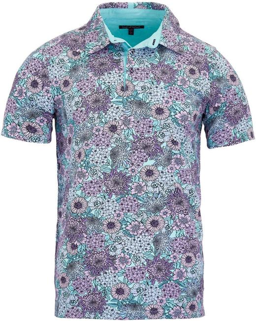 Lords of Harlech Blue Pietro Garden Party Polo Shirt for men