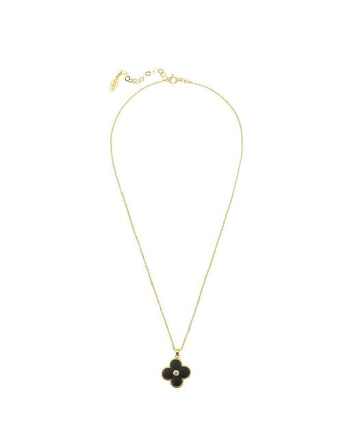 Latelita London Metallic Clover Carved Gemstone Necklace