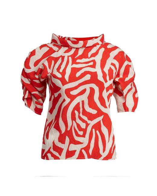 Bianca Popp Red Puff Blouse With Collar