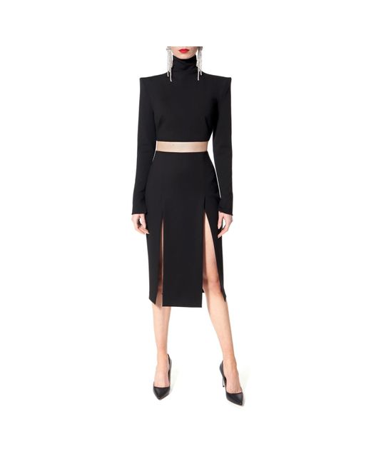 AGGI by HALEWSKI Black Natasha Pearl Noir Long Sleeve Turtle Neck Top