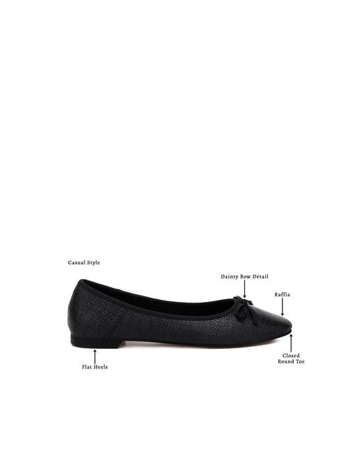 Rag & Co Black Paper Rings Raffia Ballet Flats