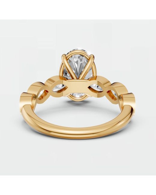 Aya Fine Jewelry Metallic Oval Lab Diamond Engagement Ring Marquise Leaf Vine Ring
