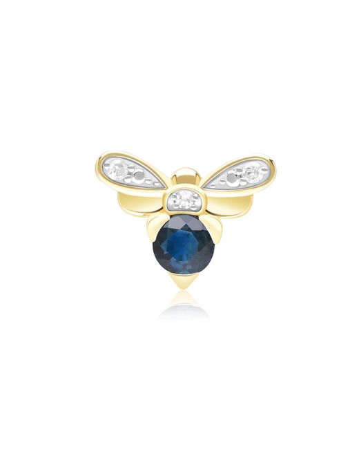 Gemondo Blue Honeycomb Inspired Sapphire & Diamond Bee Pin In Yellow Gold