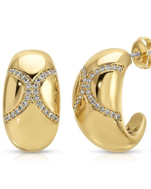 Leeada Jewelry Metallic Bene Statement Hoops