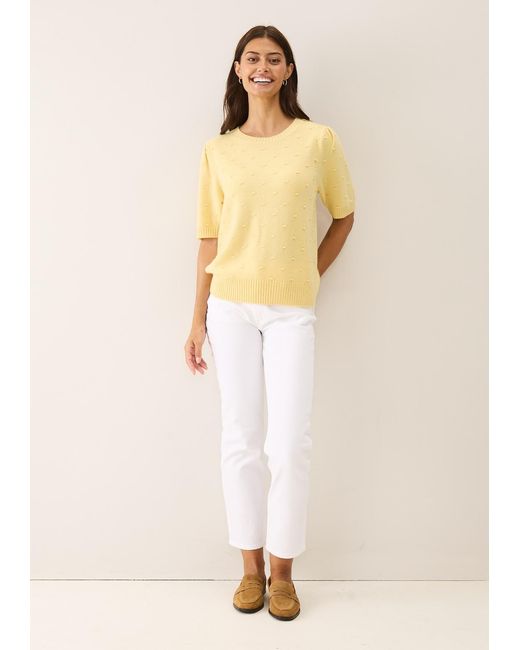 Loop Cashmere Yellow Bobble Puff Sleeved Sweater