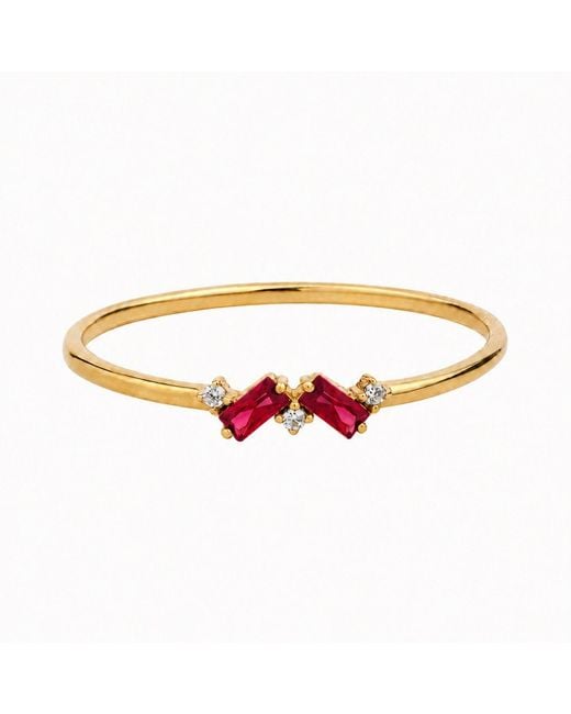 Belinda Jewelz Pink Ruby Double Baguette Birthstone Ring