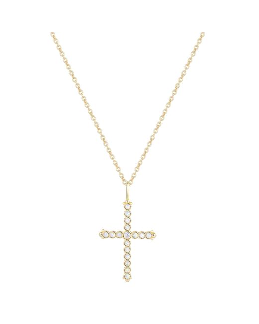 KAMARIA Metallic Opal Bezel Cross Necklace