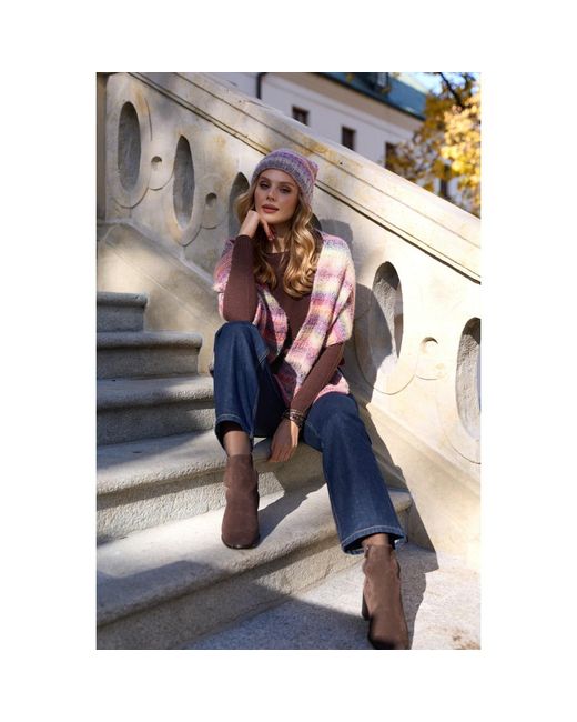 Saachi Pink Multicolored Knit Scarf