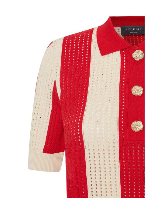 Exquise Red Harlow Knit Blouse