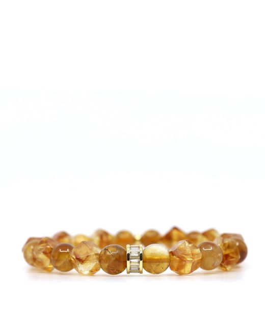 Shar Oke Multicolor Citrine & Cubic Zirconia Baguette Beaded Bracelet for men