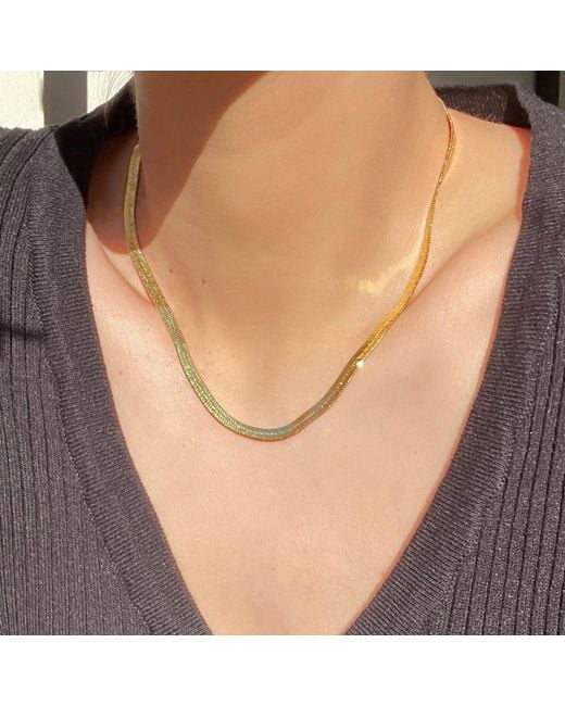 Crystals and Co Metallic Thick Herringbone Necklace