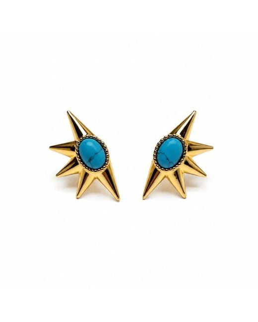 Jagged Halo Jewelry Blue Supernova Stud Earrings Filled