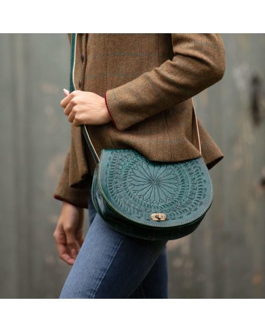 Berber Leather Green The Temara Embossed Saddle Bag for men