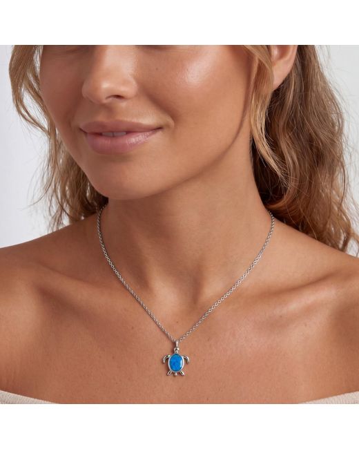 Latelita London Blue Sea Turtle Opal Pendant Necklace