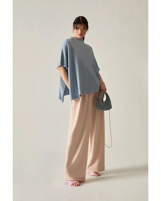 James Lakeland Blue Pale Side Button Poncho