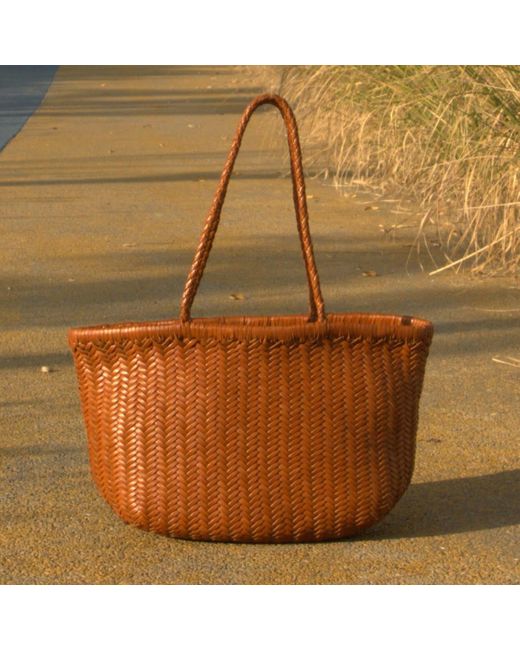 Rimini Brown Zigzag Woven Leather Handbag 'viviana' Small Size