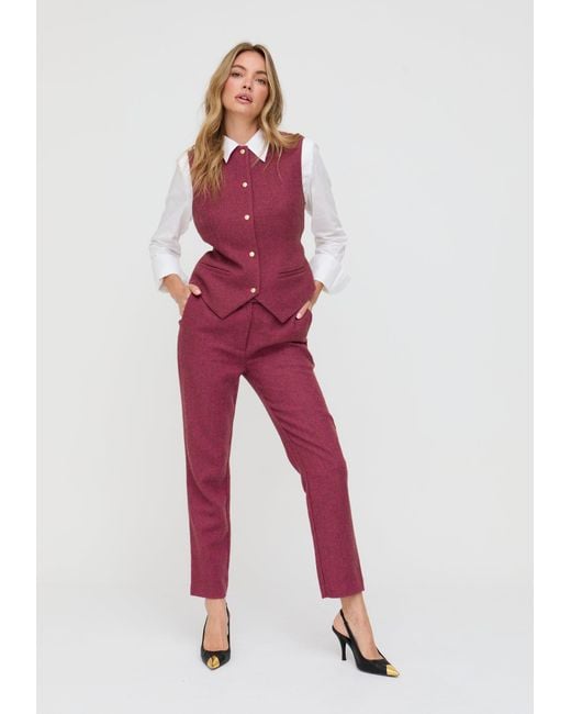Lily and Lionel Purple Pandora Tailored Herringbone Print Waistcoat