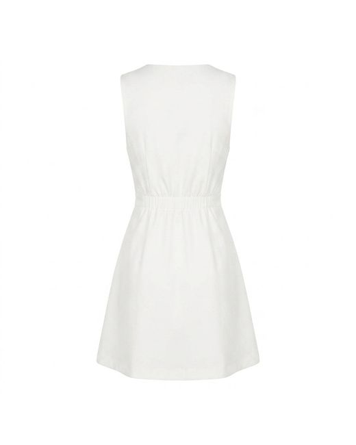 Modenaire White Contrast Trim Mini Dress Button Front