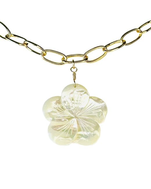 Lexi Jewelry Metallic Mother Of Pearl Sea Flower Necklace
