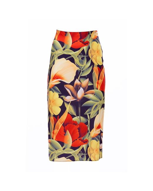 Carloslines Orange Bias Satin Skirt