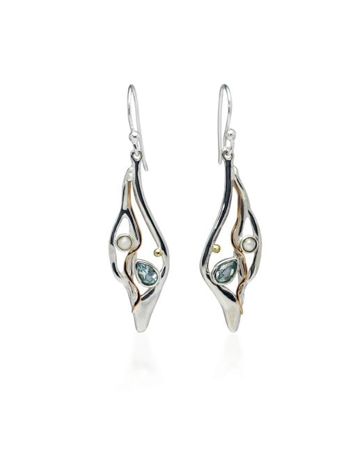 Isla Silver Metallic Topaz & Pearl Statement Drop Earrings