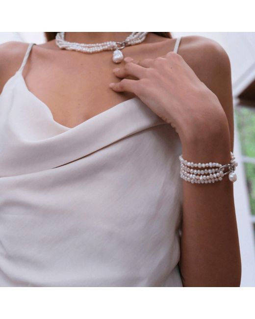 LINYA JEWELLERY Metallic Lara Multi Sand Pearl Bracelet