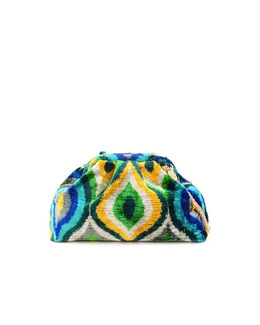 SJW BAGS LONDON Blue Victoria Ikat Mini Pouch Bag