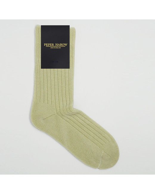 Peper Harow - Made in England Green Neutrals Ribbed Bed Socks