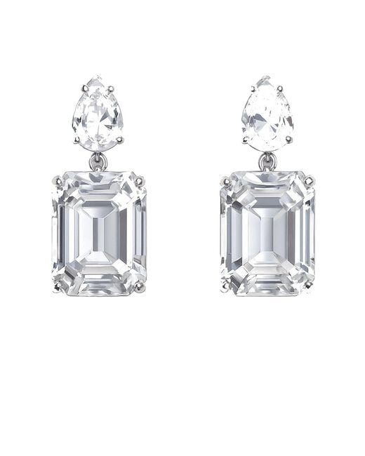 Maison De Gala Metallic Emerald-Cut Statement Drop Earrings