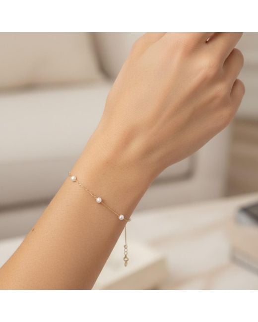 Latelita London Metallic Neutrals Solid 14K Natural Spaced Pearl Bracelet