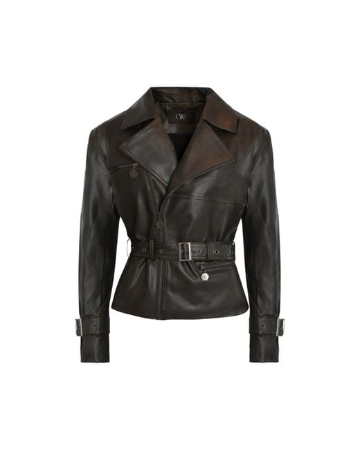 OW Collection Black Daphne Faux Leather Jacket