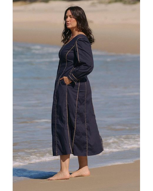 Adrift Clothing Blue Eva Panelled Dress