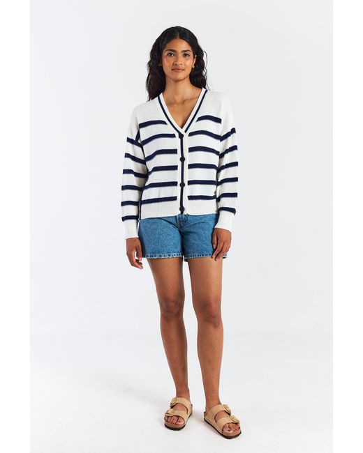 Brodie Cashmere Black Reverse Stripe Cardigan