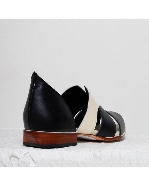 Mafalda Black Agatha Two-Tone Peep-Toe Sandals