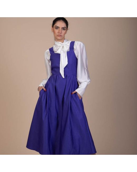 NUMBAT Blue Josephine Vintage-Inspired Midi Pinafore Dress