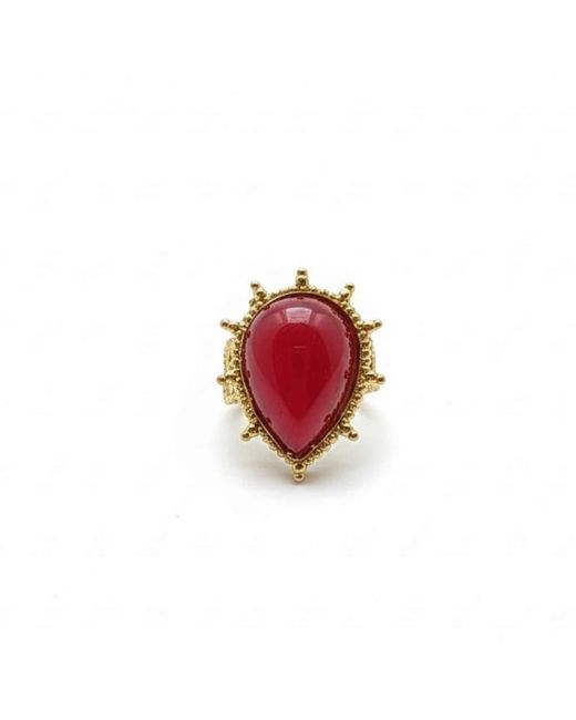 Silver & Elegant Co. Red Statement Onyx Adjustable Ring