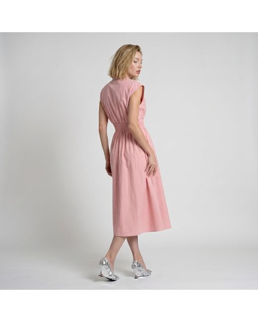 Modenaire Pink Zip Front Midi Dress Refined Silhouette