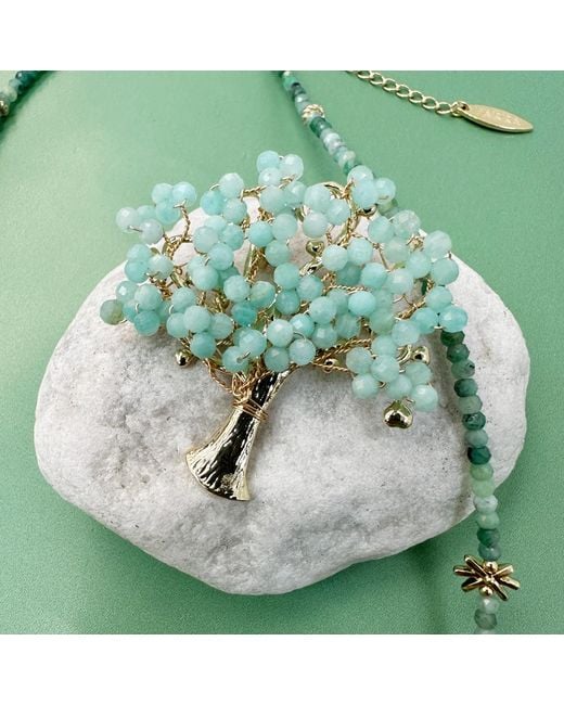 Farra Green Handcrafted Amazonite Tree Brooch