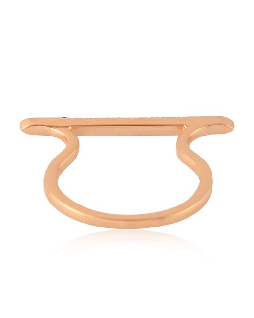 Artisan Brown Rose Diamond Bar Ring With Enamel