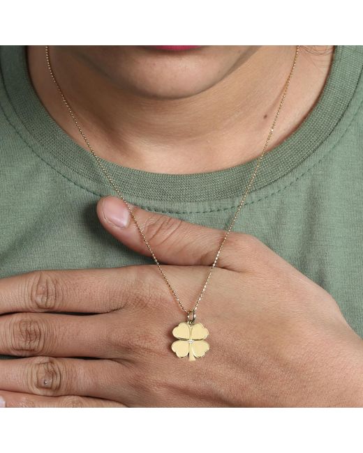 Artisan Natural 14K Diamond Four Leaf Clover Pendant